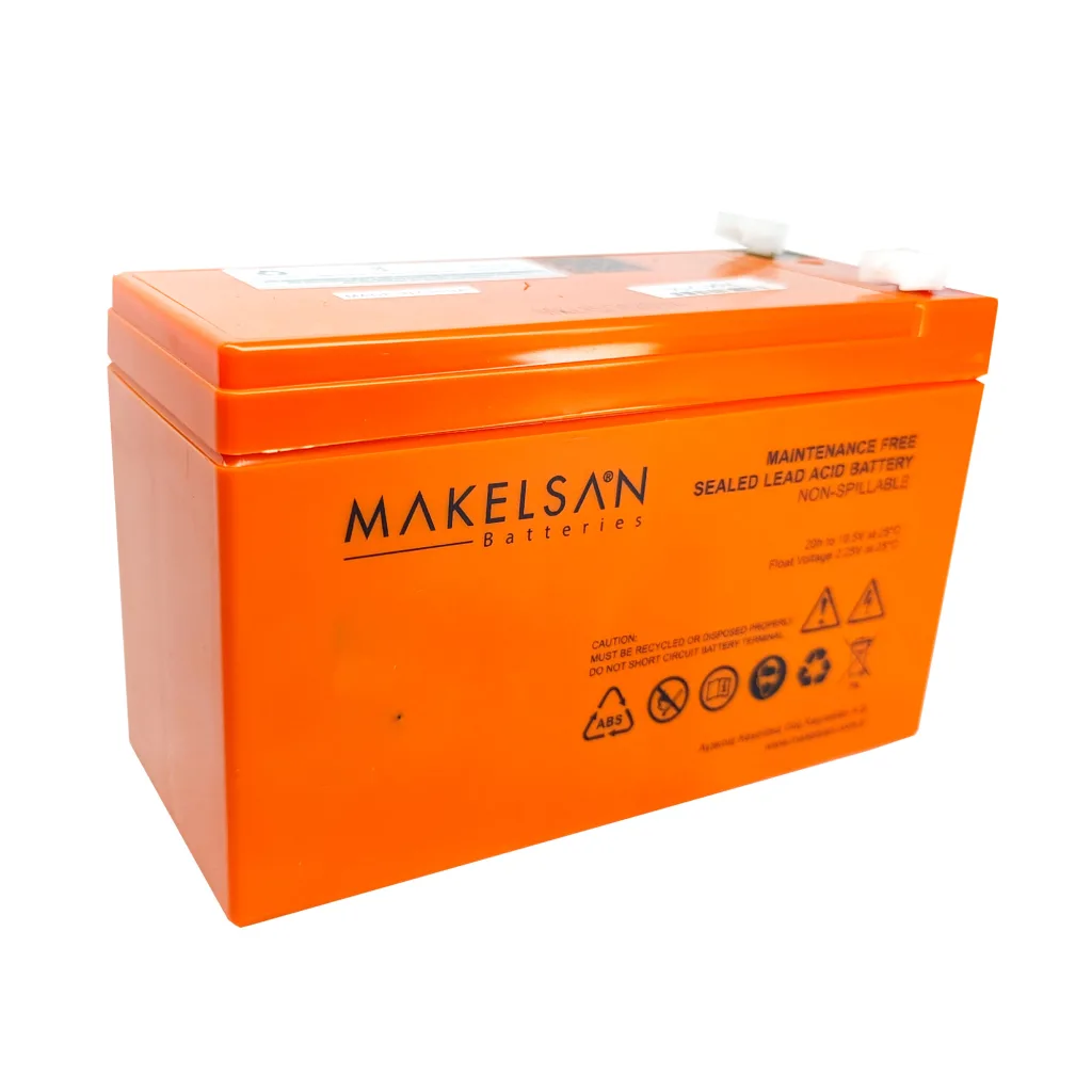 MAKELSAN 12V 9Ah, Bakımsız, Kuru Akü. UPS için Uygundur