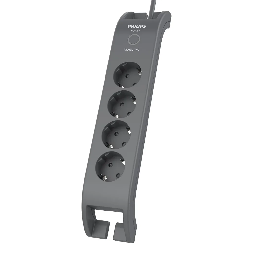 PHILIPS SPN3140A/62, 4 Soket, Akım Korumalı Priz, 900 Joules, 2Mt Kablo, (Gri)