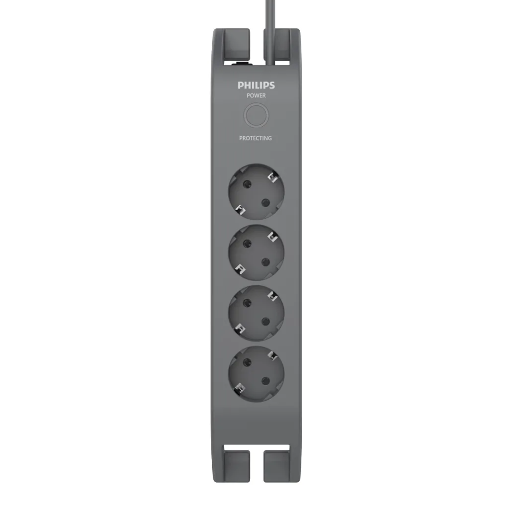 PHILIPS SPN3140A/62, 4 Soket, Akım Korumalı Priz, 900 Joules, 2Mt Kablo, (Gri)