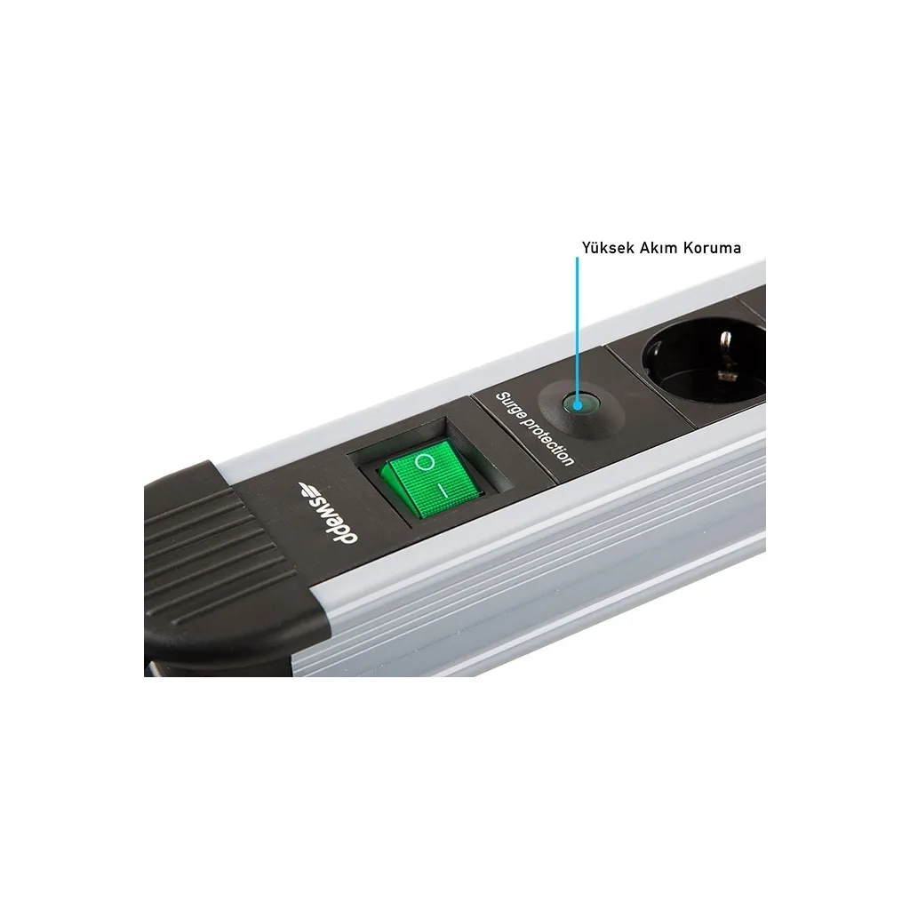 S-LINK Swapp SPGKS03, 3 Soket, Akım Korumalı Priz, 1.5Mt Kablo, 900 Joule (Gri) %100 Bakır