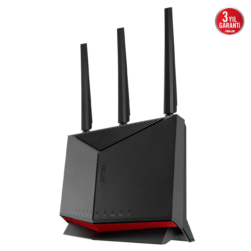 ASUS RT-BE86U, BE6800, 4 Port, 6800Mbps, Dual Band, WİFİ 7, AiMesh, AiProtection Pro, Gigabit Extendable Router