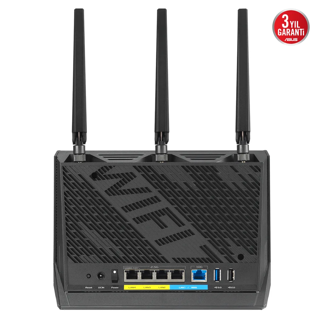 ASUS RT-BE86U, BE6800, 4 Port, 6800Mbps, Dual Band, WİFİ 7, AiMesh, AiProtection Pro, Gigabit Extendable Router