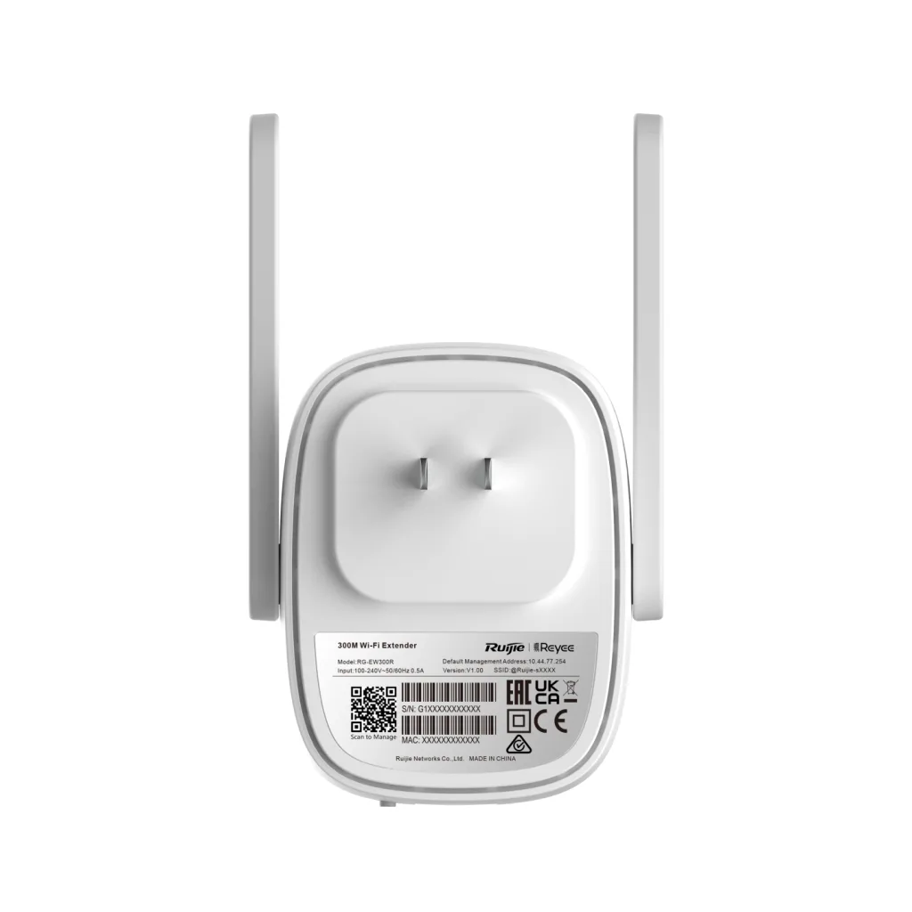 RUIJIE Reyee RG-EW300R, 1Port, 300Mbps, 2.4Ghz, Wifi 4, WPS Butonu, Menzil Genişletici