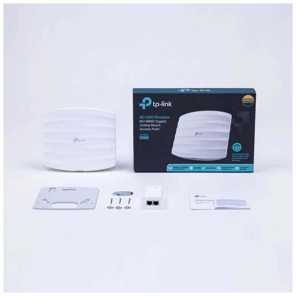OMADA EAP225, 1Port Gigabit PoE, 1350Mbps, Dual Band, Aktif Poe, Tavan tipi Access Point