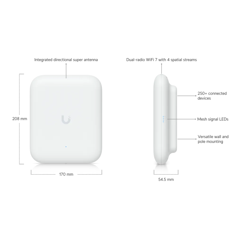 UBIQUITI UAP-U7-PRO-Outdoor, UniFi, Triple Band, 5765Mbps, Wifi6, Tavan Tipi, Access Point (Poe Adaptör Çıkmaz)