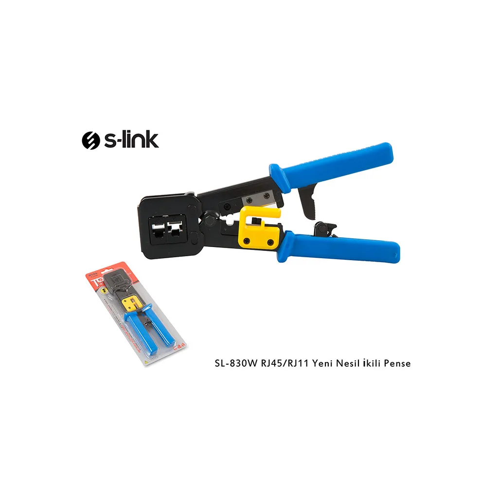 S-LINK SL-830W, RJ45/RJ11 ikili Pense, Yeni Nesil Kablo Ucu Konnektör Sıkma Pensesi