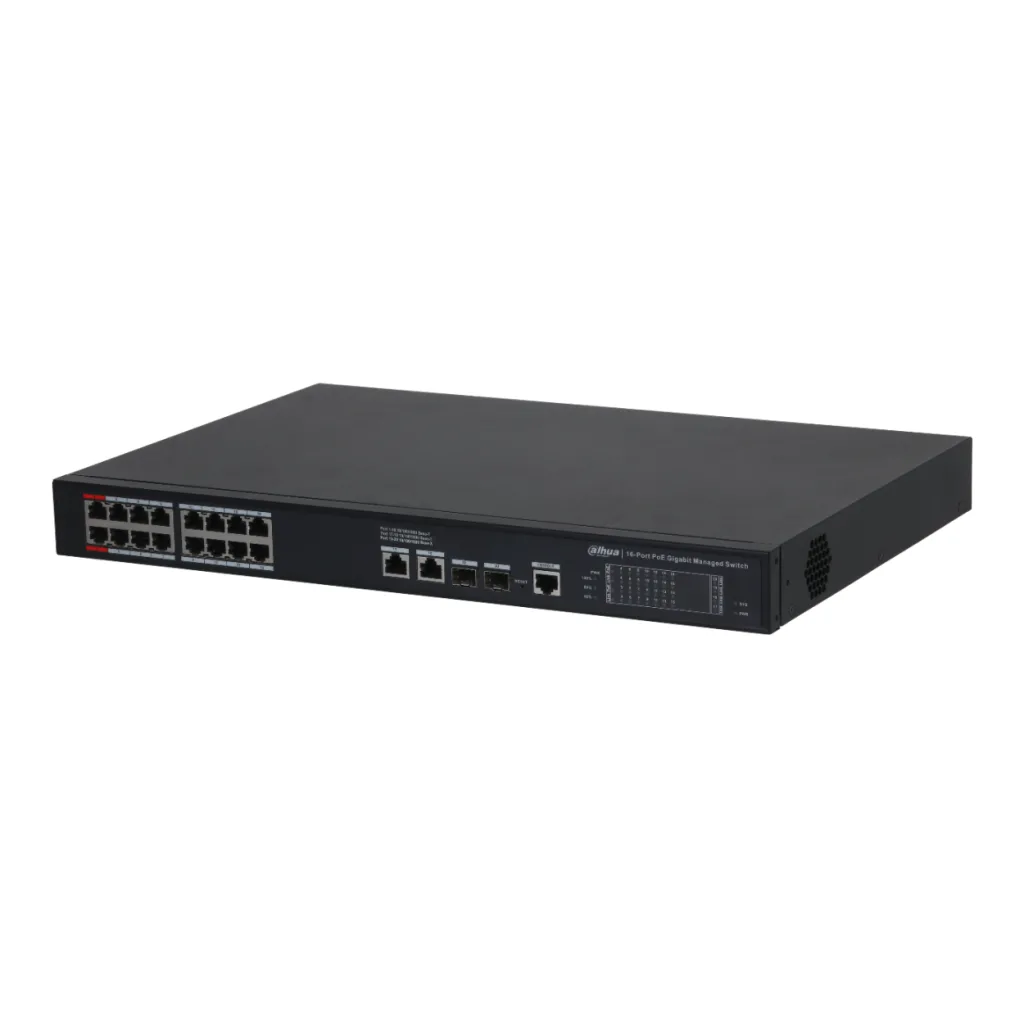 DAHUA S4220-16GT-240, 16 Port, Gigabit, PoE 240W, 2 Port Gigabit Uplink, 2 Port SFP Gigabit Combo, Longe Range 250Mt, Cl