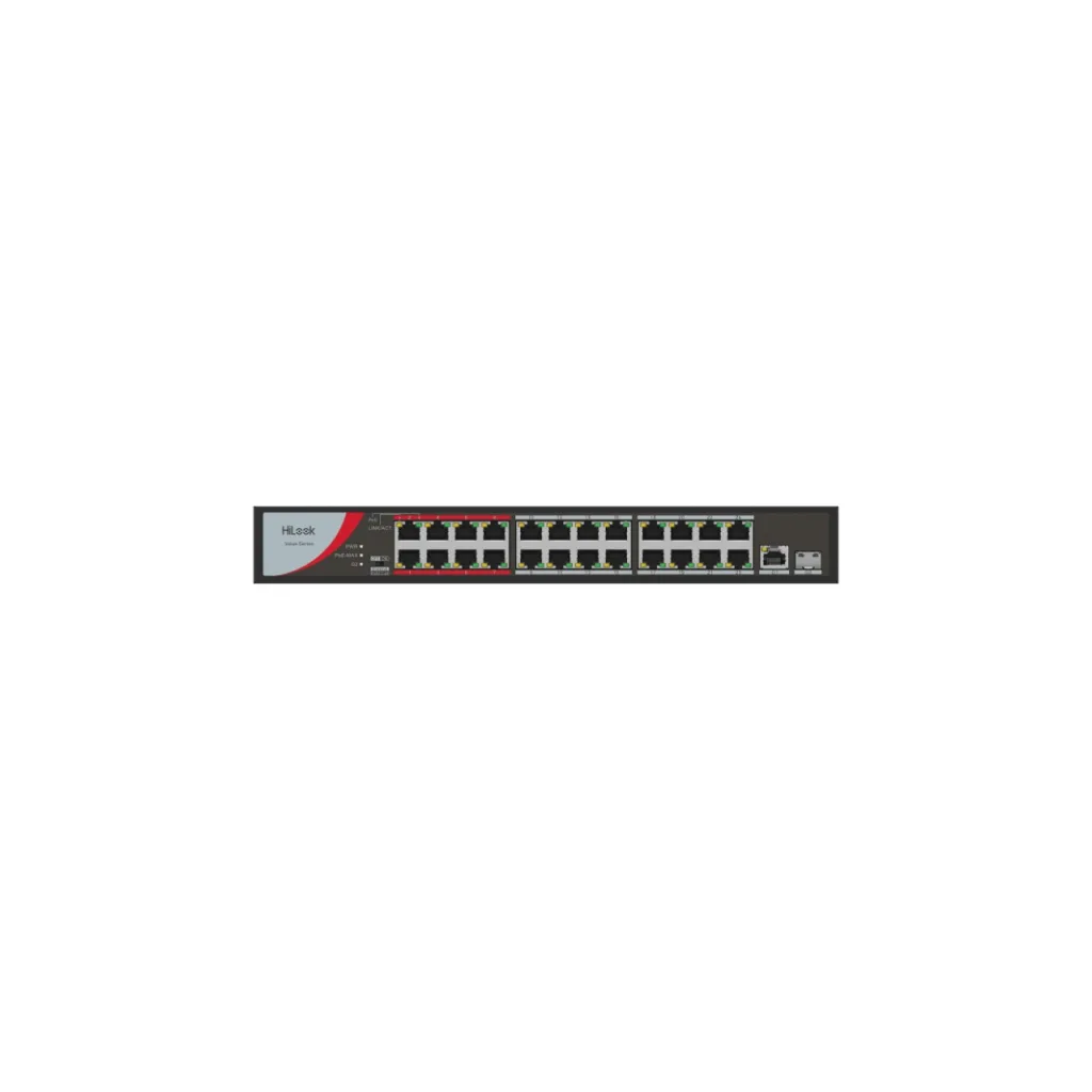 HILOOK NS-0326P-230(B), 24Port, Megabit, PoE 230W, 1 Port GigaBit Lan, 1 Port GigaBit SFP, Long Range 250Metre, Yönetile