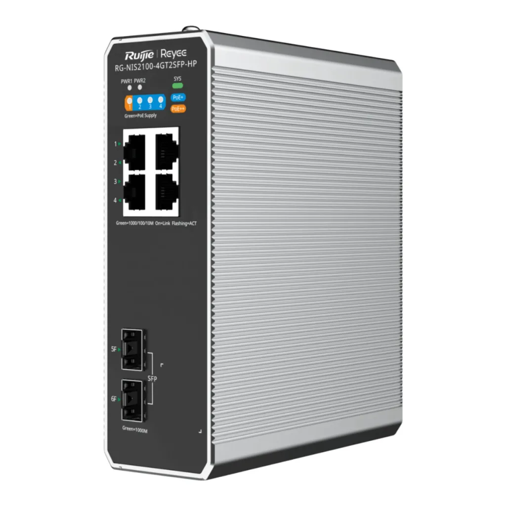 RUIJIE REYEE RG-NIS2100-4GT2SFP-HP 4 Port GigaBit PoE, 120W, 2Port SFP, Endüstriyel Switch