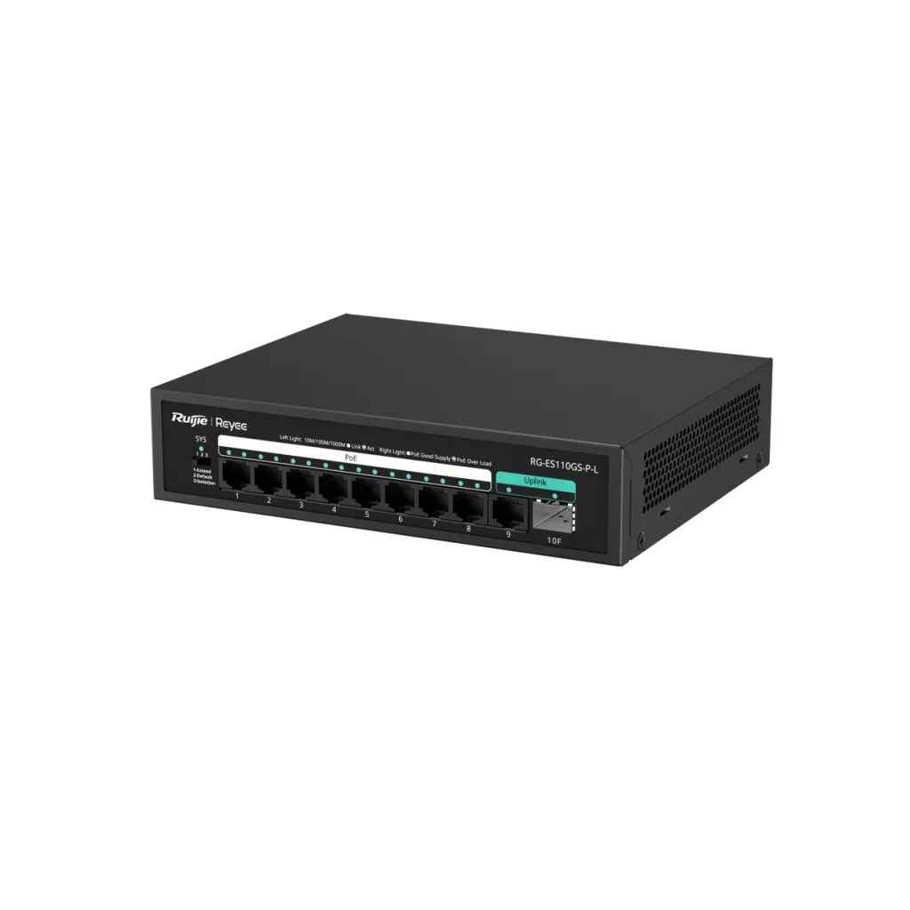 RUIJIE REYEE RG-ES110GS-P-L 10 Port, 8 Port Gigabit PoE, 120W, 1 Port SPF, 1 Port Gigabit Uplink, Switch