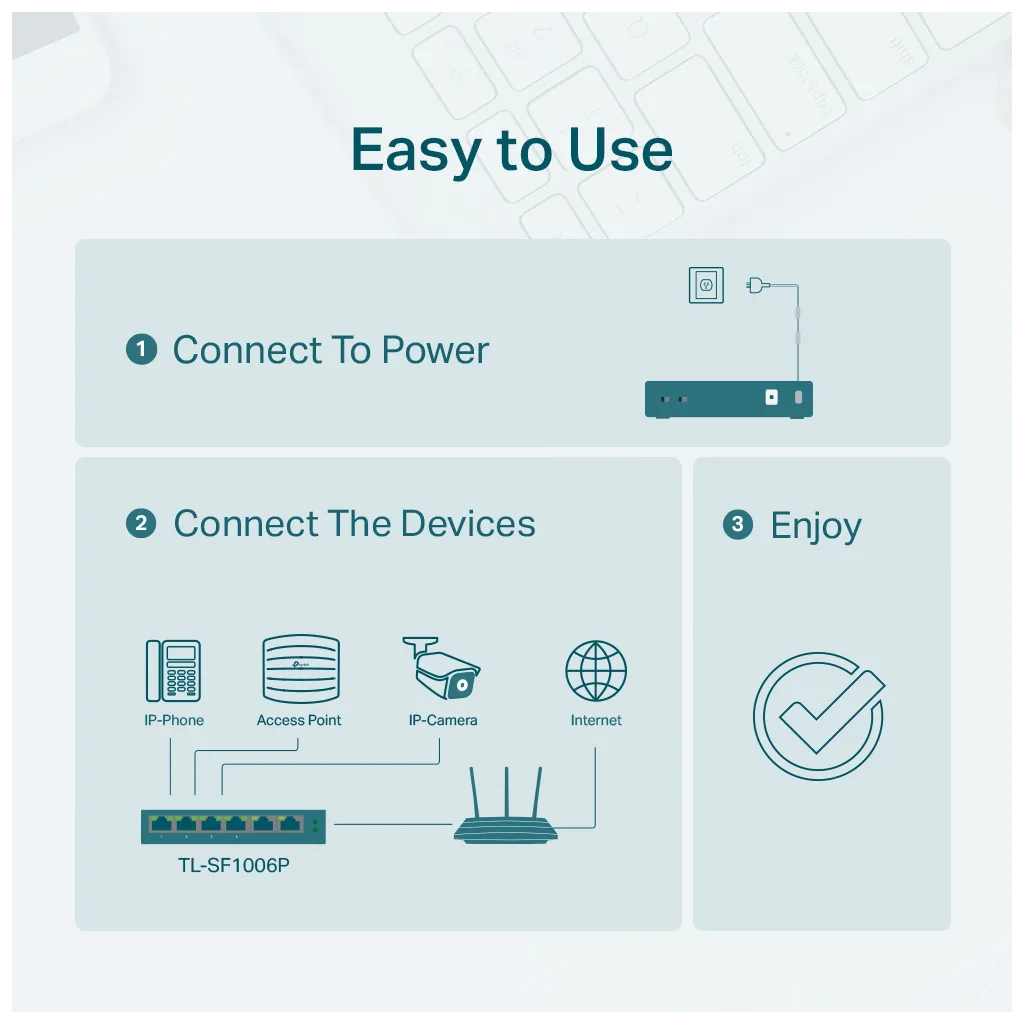 TP-LINK TL-SF1006P, 6 Port, MegaBit, 4 Port PoE 67W, Yönetilemez, Metal Kasalı Switch