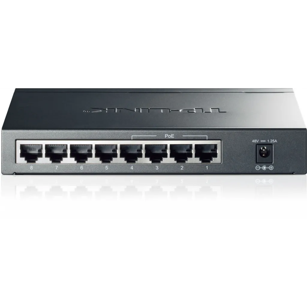 TP-LINK TL-SG1008P, 8 Port, GigaBit, 4 Port PoE, 55W, Yönetilemez, Metal Kasa, Masaüstü Switch