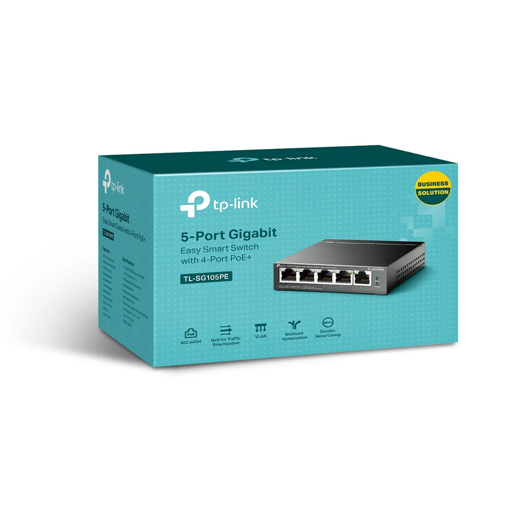 TP-LINK TL-SG105PE, 5 Port, GigaBit, 4 Port Poe, 65W, Easy Smart, Yönetilebilir, Metal Kasa, Masaüstü Switch