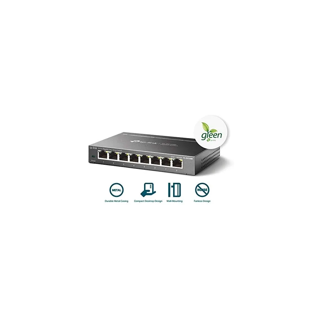 TP-LINK TL-SG108E, 8 Port, GigaBit, Easy Smart, Yönetilebilir, Metal Kasa, Masaüstü Switch