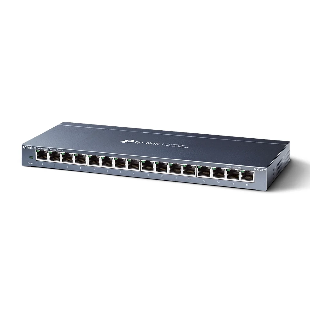 TP-LINK TL-SG116(UN) V2, 16 Port, GigaBit, Metal Kasa, Masaüstü Switch