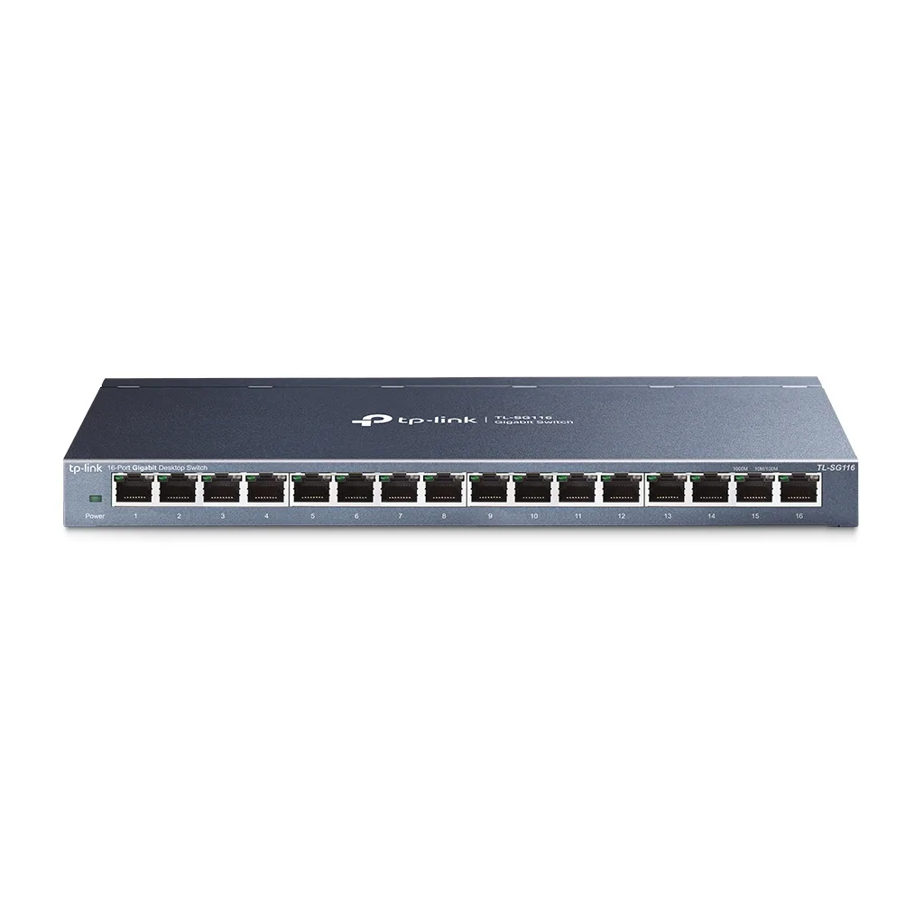 TP-LINK TL-SG116(UN) V2, 16 Port, GigaBit, Metal Kasa, Masaüstü Switch