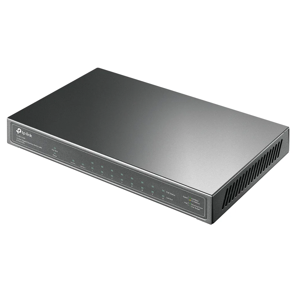 TP-LINK TL-SG1210P, 8 Port, Gigabit, PoE 63W, 1 Port SFP, Yönetilemez, Metal Kasa, Masaüstü Switch