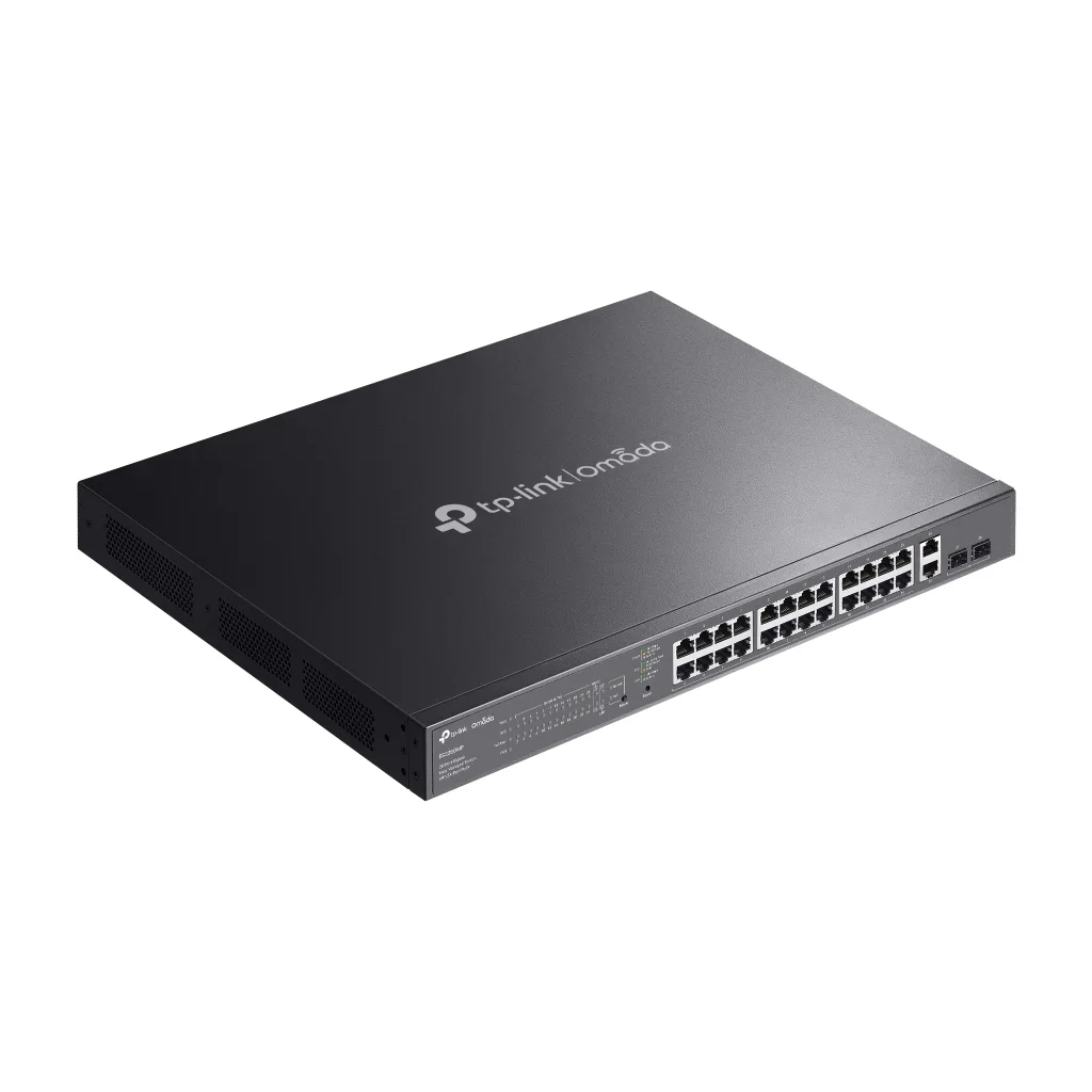 OMADA ES228GMP, 28 Port Gigabit, 24 Port Poe+, 2 Port Gigabit SFP, 384W, Yönetilebilir, Metal Kasa Rackmount Switch
