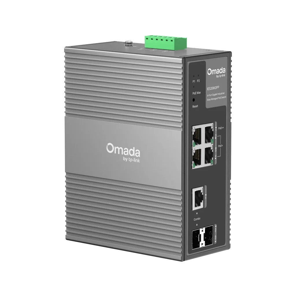 Omada IES206GPP Industrial, 6 Port Gigabit, 1Port Poe++, 3 Port Poe+, 1 Port Gigabit Combo SFP, 120W, Yönetilebilir, End