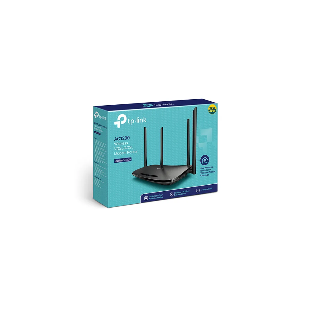 TP-LINK ARCHER VR300 V2, AC1200, 4Port, Dual Band Wifi, 1200Mbps, 4xAnten, VDSL,ADSL Modem