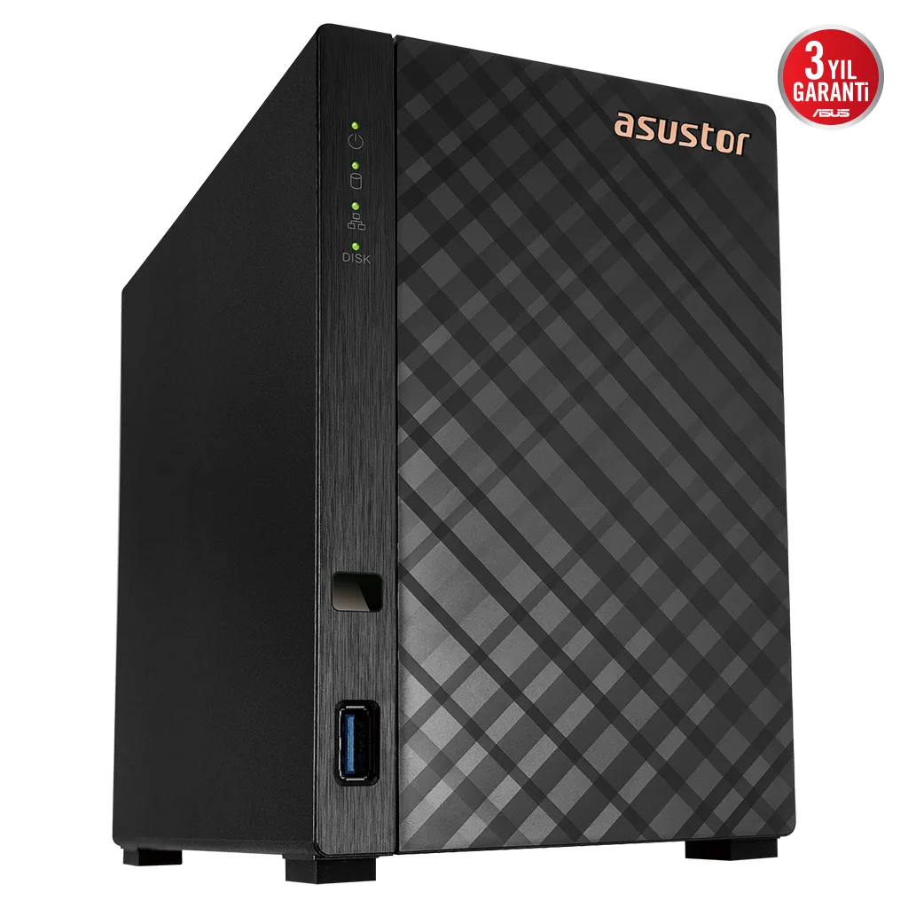 ASUSTOR AS1102TL, 1Gb DDR4 Ram, 2 Yuvalı (2x22TB Destek), 1x1GbE Network, USB 3.2, USB 2.0, Tower NAS (Yedekleme) Cihazı