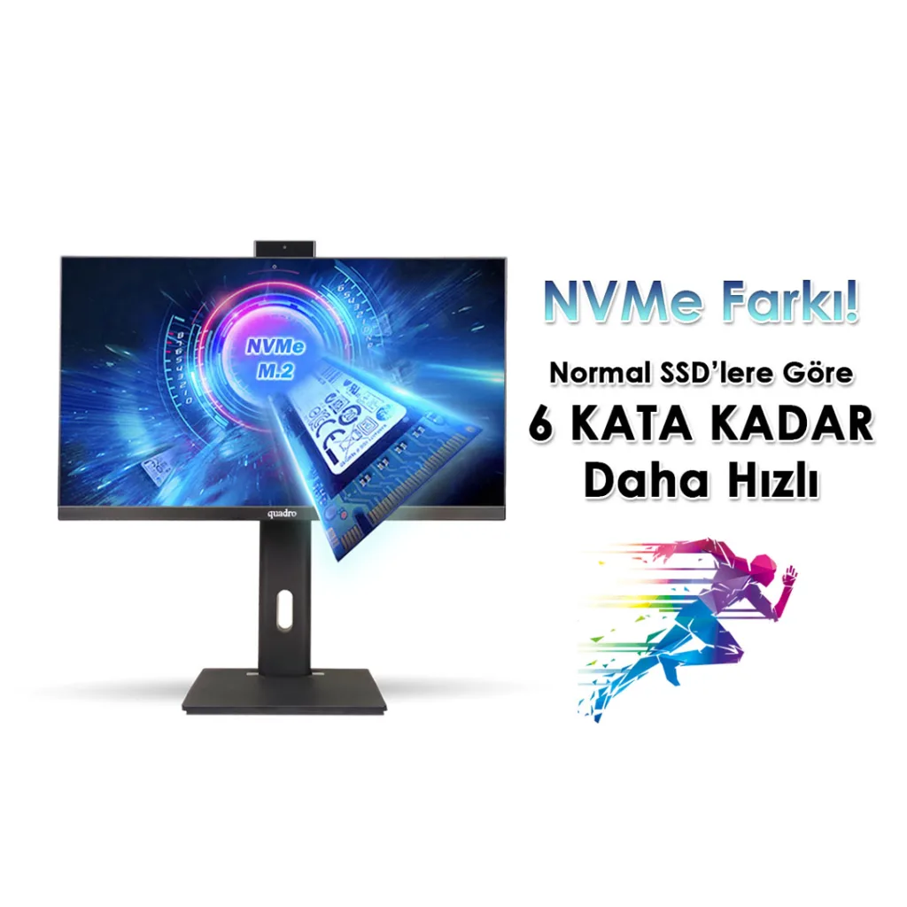 QUADRO EXPANSE AI B424 14165, i5-14400, 23,8" FHD Ekran, 16Gb Ram, 512Gb SSD, Pivot, Paylaşımlı VGA, Free Dos All In One
