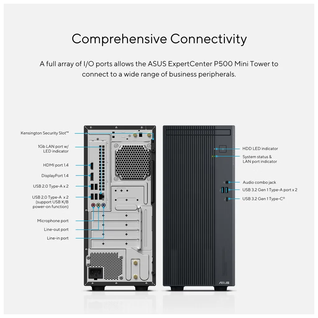 ASUS P500MV-C52108512B0D ExpertCenter P500, Core 5 210H, 8Gb DDR5 Ram, 512Gb SSD, Paylaşımlı Ekran Kartı, FreeDos, Mini