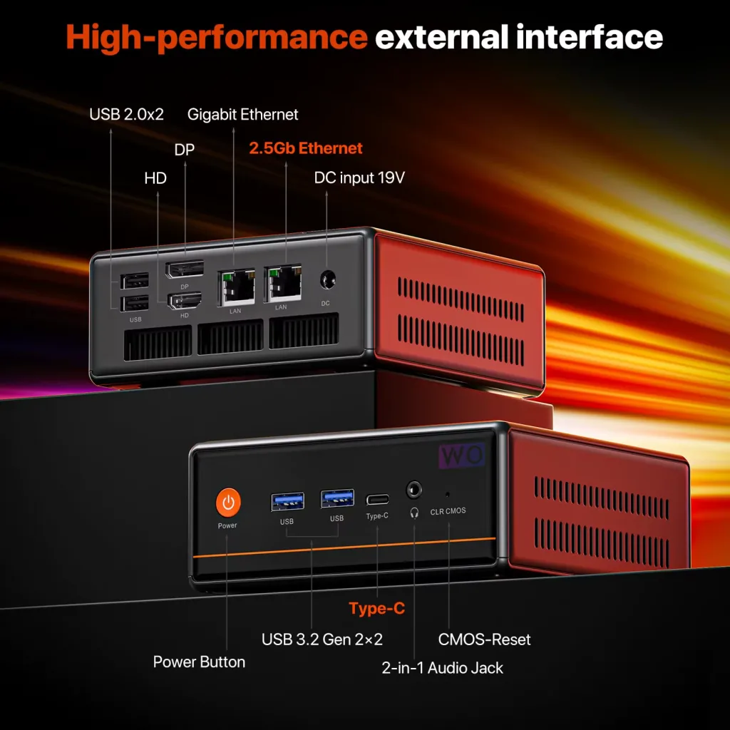 PELADN WO4 Serisi, AMD Ryzen 5 5600H, 16Gb Ram, 512Gb SSD, 1xHDMI, 1xDP, 4xUSB, 1xType-C, 2xLAN, Paylaşımlı Ekran Kartı,