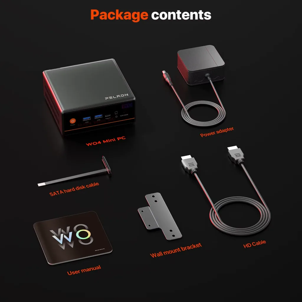 PELADN WO4 Serisi, AMD Ryzen 5 5600H, 16Gb Ram, 512Gb SSD, 1xHDMI, 1xDP, 4xUSB, 1xType-C, 2xLAN, Paylaşımlı Ekran Kartı,