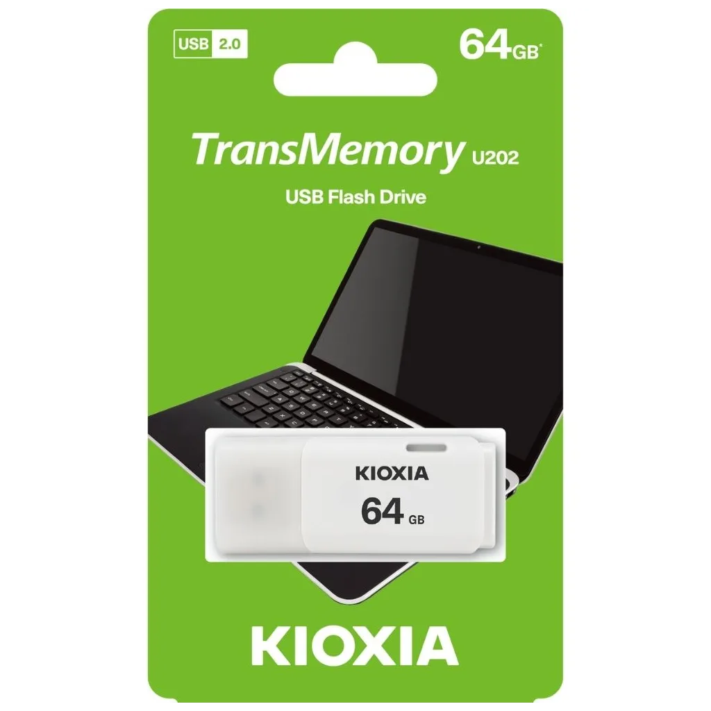 KIOXIA U202W 64GB USB 2.0 TransMemory Flash Disk (Beyaz)