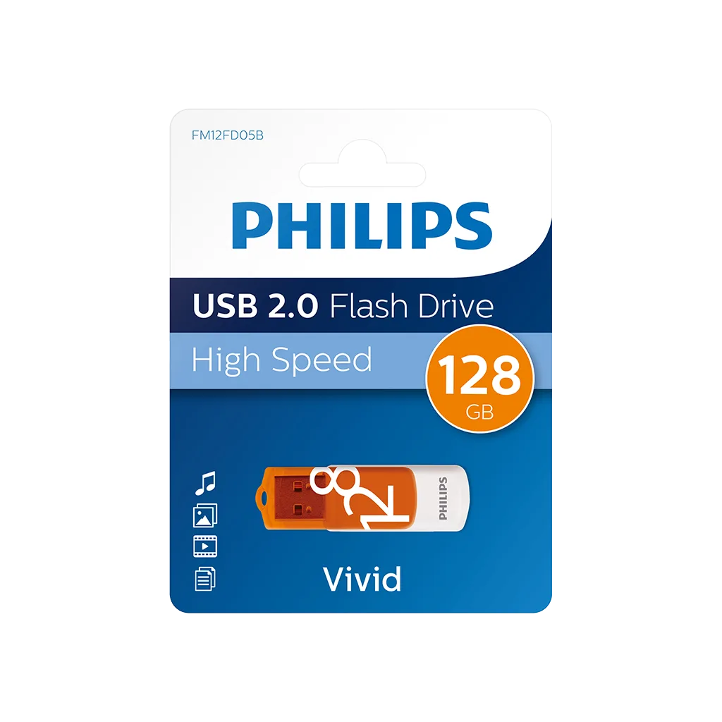 PHILIPS FM12FD05B, 128GB, USB 2.0, Vivid, Turuncu, Flash Disk