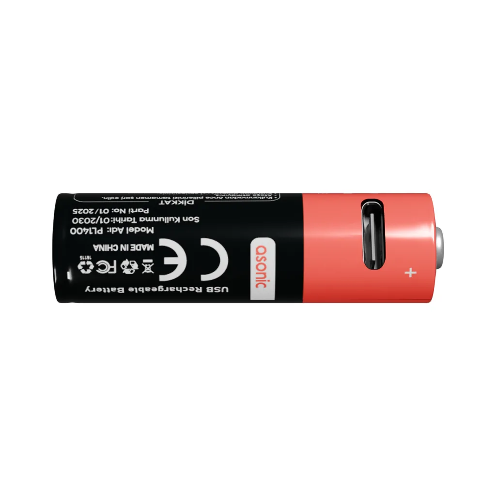 ASONIC PL1400, AA, Şarjlı Pil, 1.5Volt, 1400mAh/2600mwh, Type-C ile Kolay Şarj, 2 li Paket (USB To Type-C Kablo Hediye)