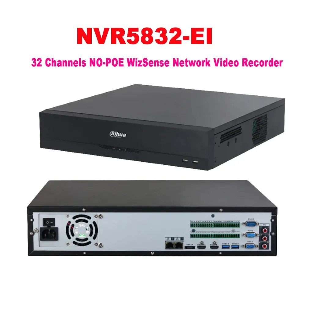 DAHUA NVR5832-EI, 32Kanal, 32Mpix, H265+, 8 HDD Desteği, 1080P Kayıt, 384Mbps Bant Genişliği, 2 Port GigaBit Lan, RAID 0