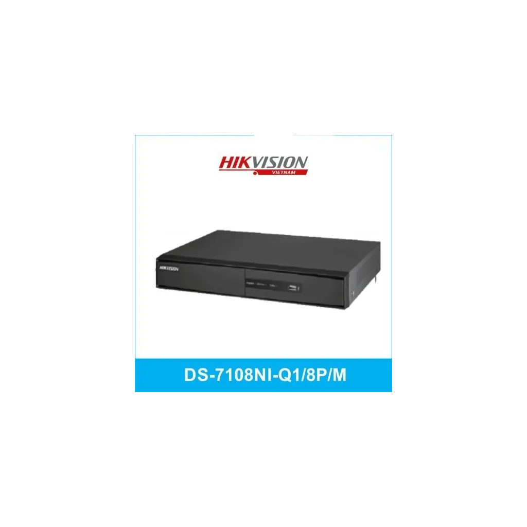 HIKVISION DS-7108NI-Q1/8P/M, 8Kanal PoE, 4Mpix, H265+, 1 HDD Desteği, 1520P Kayıt, 60Mbps Bant Genişliği, Metal Kasa, NV