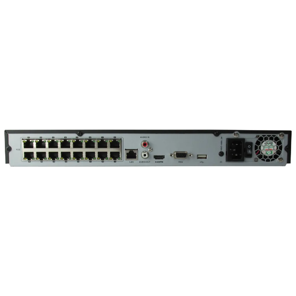 HIKVISION DS-7616NI-Q2/16P, 16Kanal PoE, 8Mpix, H265+, 2 HDD Desteği, 2160P Kayıt, 160Mbps Bant Genişliği, Metal Kasa, N