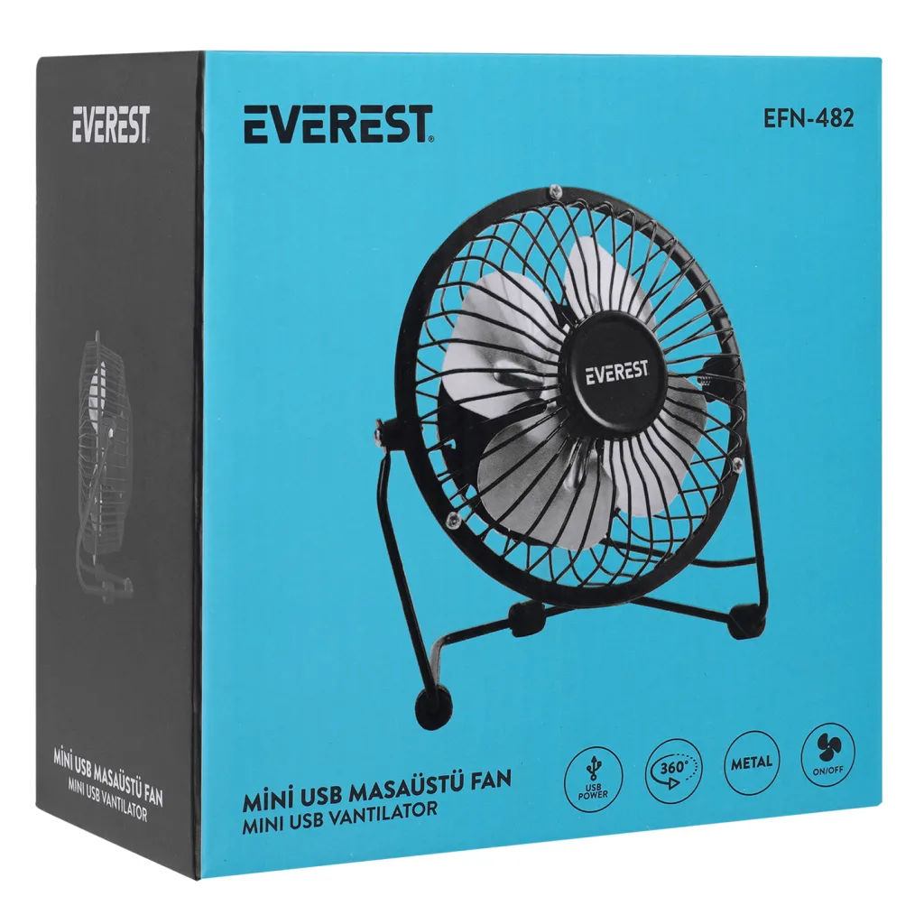 EVEREST EFN-482, Metal Kanat, Masaüstü, USB, Vantilatör