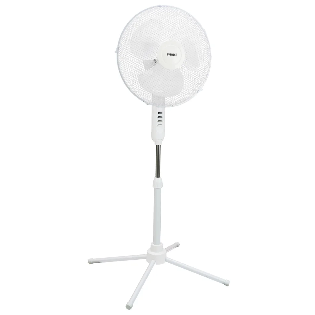 EVEREST FAN10, BEYAZ, EcoWind, 3 Kademeli Hız, 40cm 3 Kanat Pervane ve Çerçeve, 45W, Otomatik Salınım, Yükseklik Ayarlı