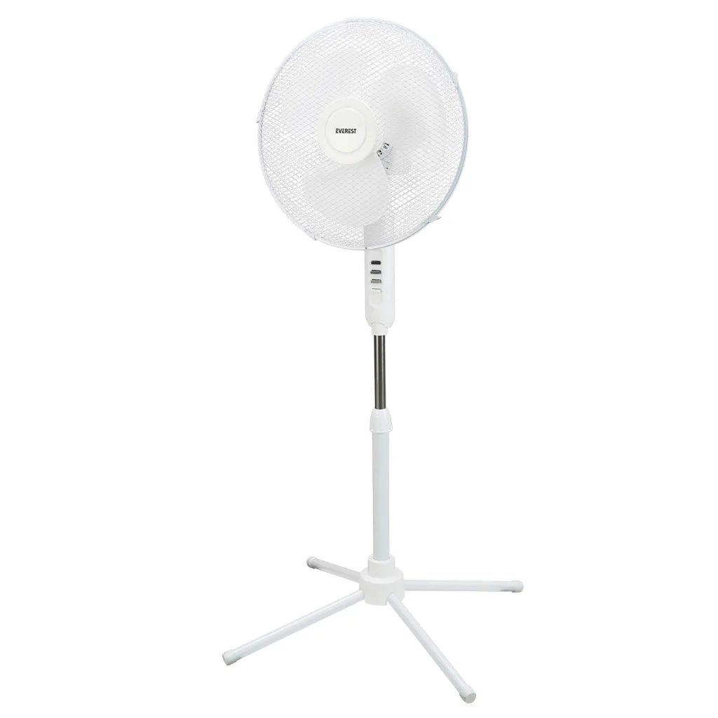 EVEREST FAN10, BEYAZ, EcoWind, 3 Kademeli Hız, 40cm 3 Kanat Pervane ve Çerçeve, 45W, Otomatik Salınım, Yükseklik Ayarlı