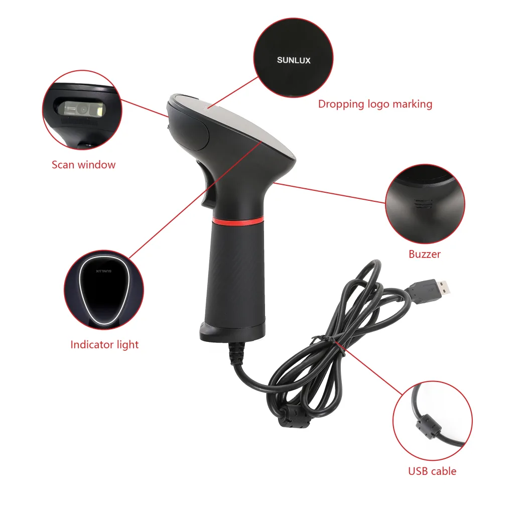 SUNLUX XL-3610, EL Tipi, Cmos, USB Kablolu, 2D Karekod, Barkod Okuyucu (Ayaklı)