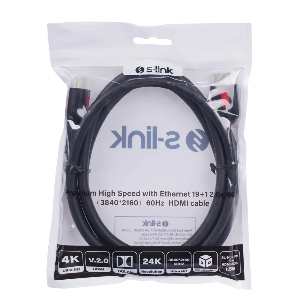 S-LINK SL-HDM4K011, 4K UHD, HDMI v2,0 Kablo.1,5mt. 60Hz