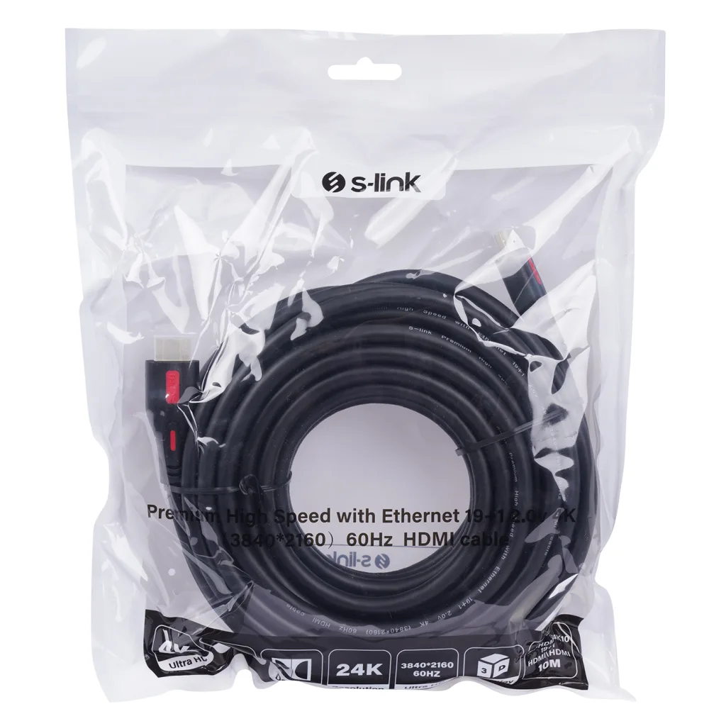 S-LINK SL-HDM4K10, 4K UHD, HDMI v2,0 Kablo. 10mt. 60Hz