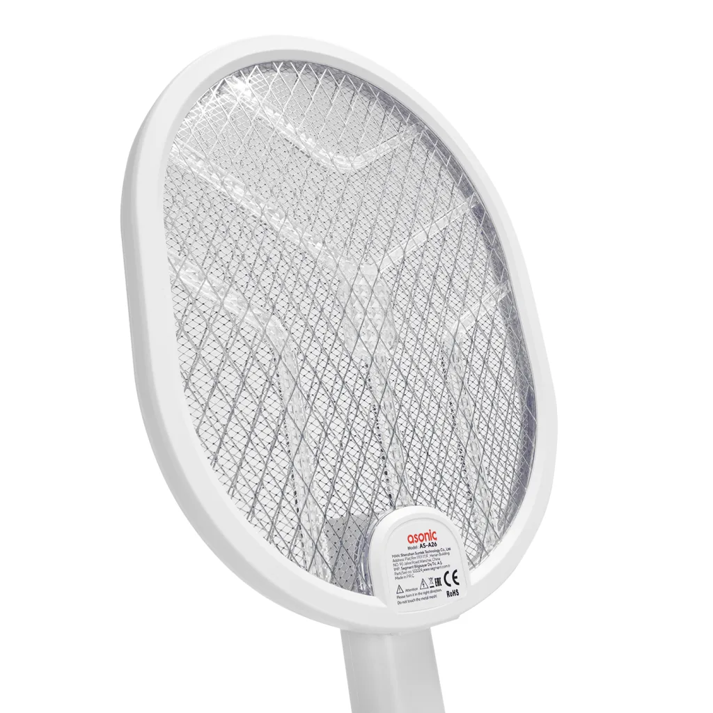 ASONIC AS-A26, Beyaz, 3000V, Raket Tipi, UV Mor Işıklı, 1200mAh, Bataryalı, Şarj Edilebilir, Katlanabilir, Sinek Öldürüc