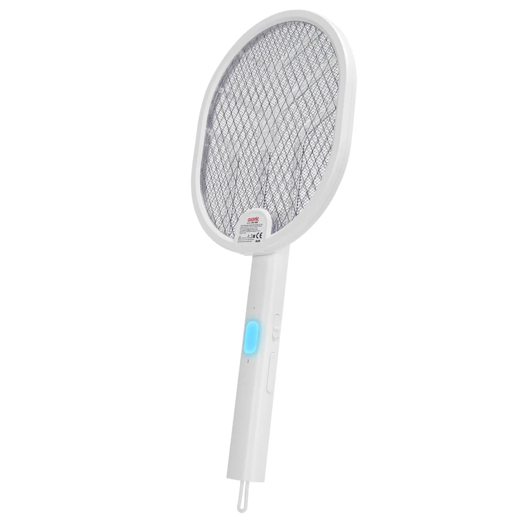 ASONIC AS-A26, Beyaz, 3000V, Raket Tipi, UV Mor Işıklı, 1200mAh, Bataryalı, Şarj Edilebilir, Katlanabilir, Sinek Öldürüc