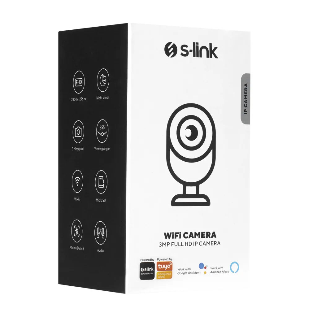 S-LINK SL-IND02, Ev/Bebek Güvenlik Kamerası, WiFi, 3Mpix, 3.6mm Lens, 10m. Gece Görüşü, Hareket algılama, İki Yönlü Ses,