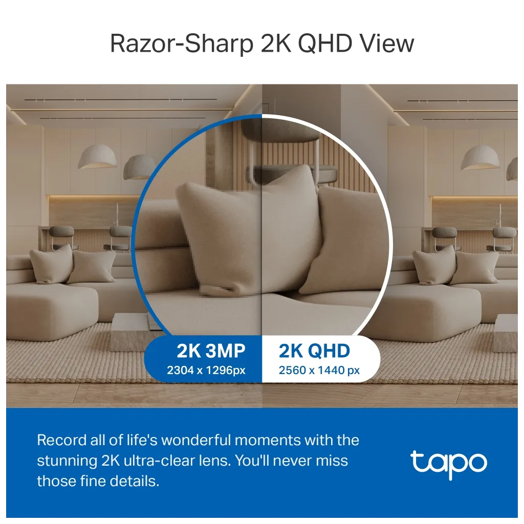 TP-LINK Tapo TC72 (C220), 2K QHD 4,0Mpix, İç Mekan WiFi, 9Mt. Gece Görüşü, 360 Dönüş, İki Yönlü Ses Güvenlik Yapay Zeka