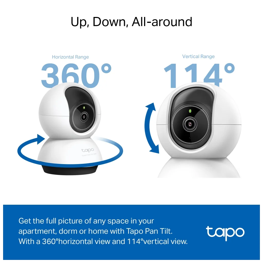 TP-LINK Tapo TC74 (C230), 3K, 5,0Mpix, İç Mekan, WiFi, 12Mt. Gece Görüşü, 360 Dönüş, İki Yönlü Ses Güvenlik Yapay Zeka D